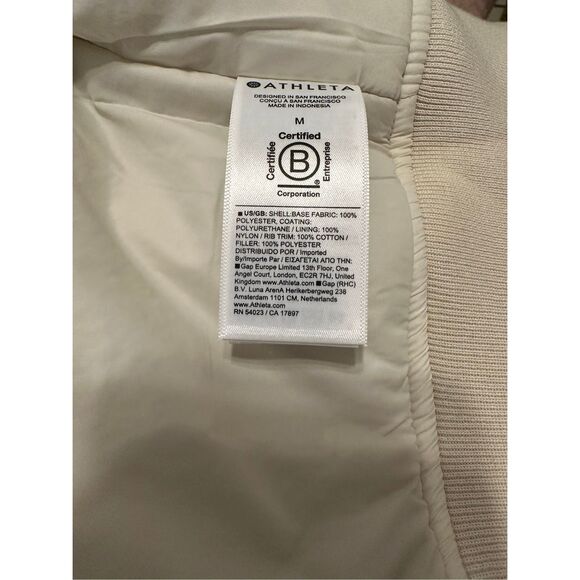 Women's Athleta satin water repellent bomber jacket in ivory, size M, NWT - Picture 4 of 10